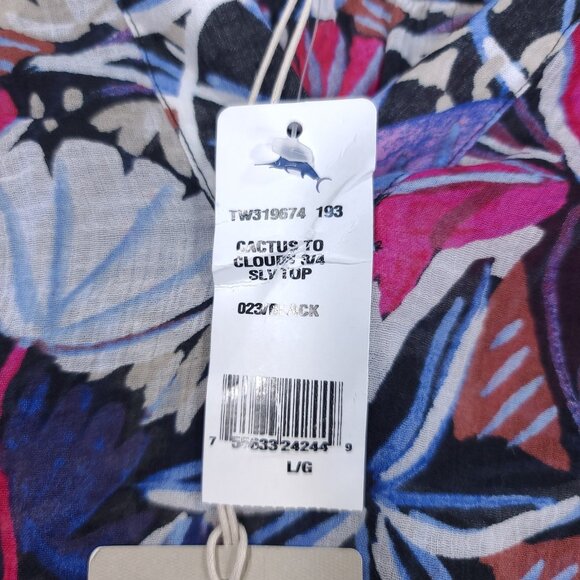 Tommy Bahama Shirt Womens Large Cactus To Clouds 3/4Sleeve Pullover Sheer Top - Picture 6 of 8